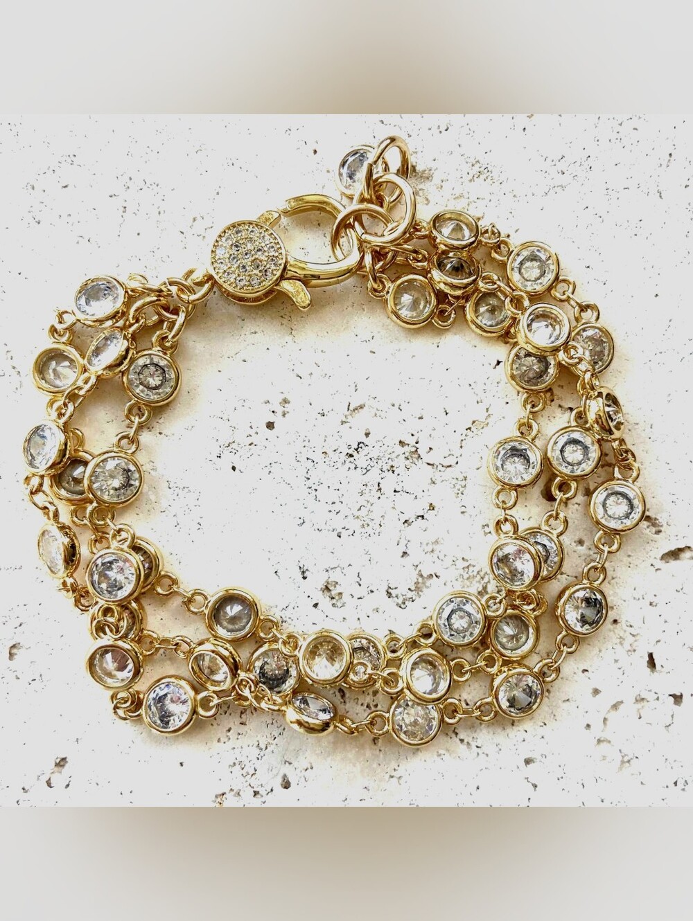 Artisan Gold Crystal Multi-Strand Bracelet